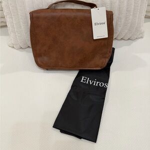 NWT! Elviros Unisex Brown Travel Toiletry Bag